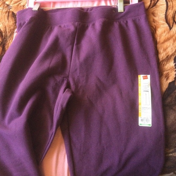Hanes Fleece Open Leg Pant Regular SzM Purple Elastic Waist NWT - Picture 5 of 12
